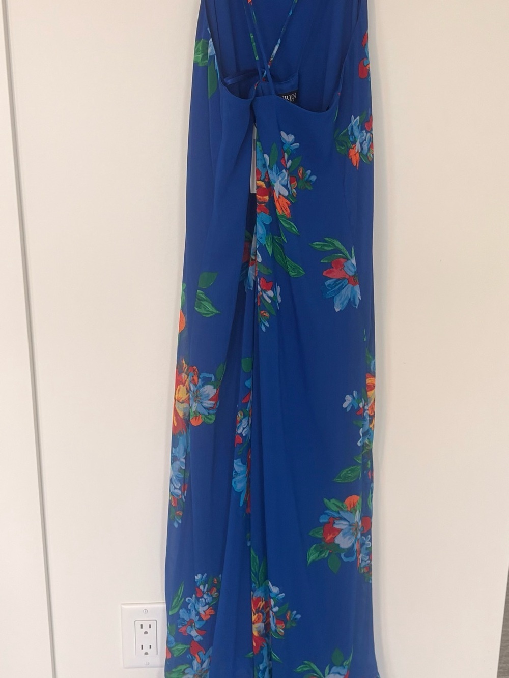 Ralph Lauren Royal Blue Floral High-Low Maxi Dress - Picture 4 of 8